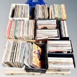 A pallet of five cases and six boxes of vinyl records to include easy listening box sets, Elvi,