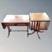 A mahogany Regency style sofa table on brass capped feet together with similar book table