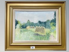 Joru Glob : View across a meadow, oil on canvas,