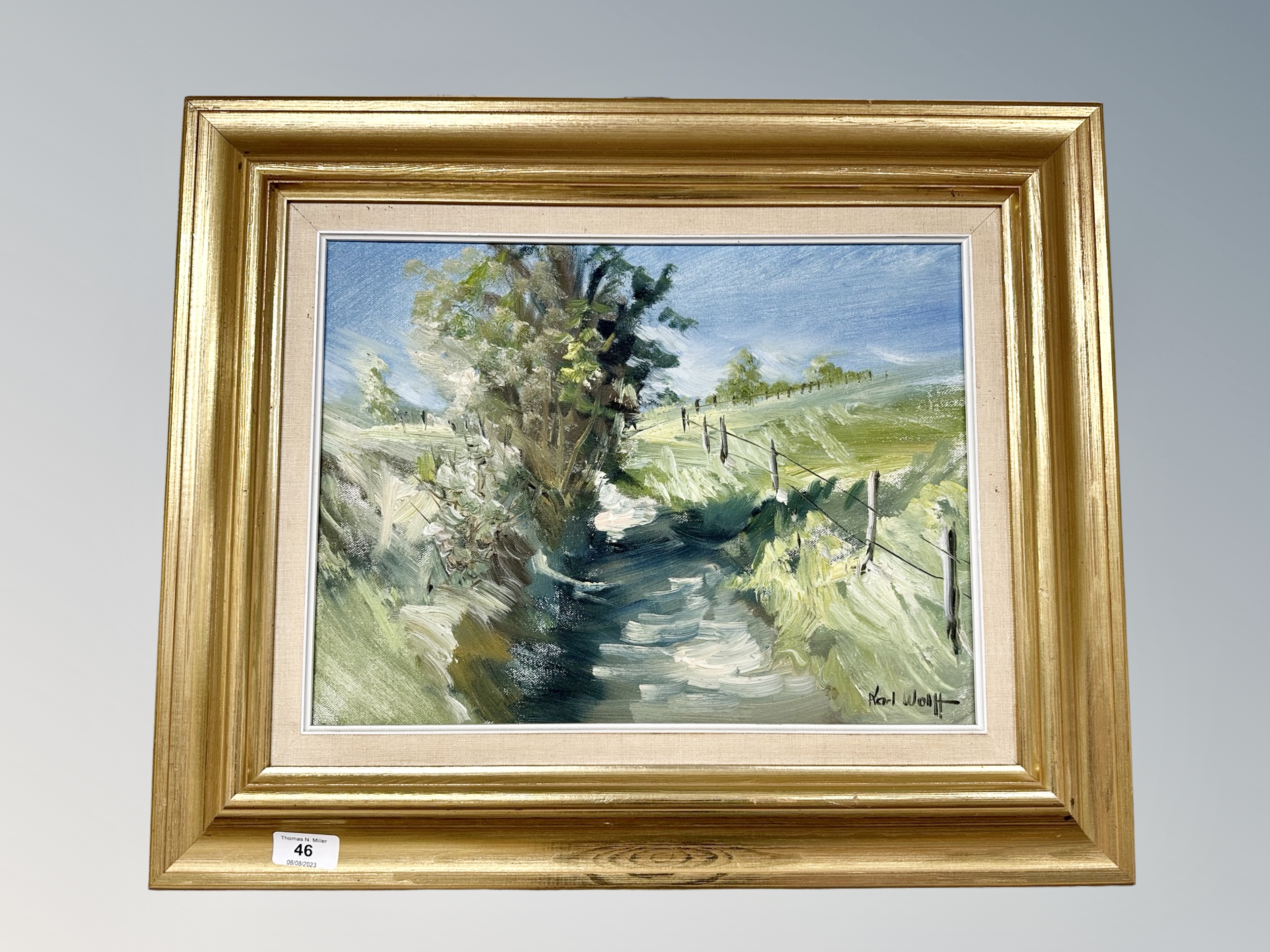 Karl Wolff : A country path, oil on canvas,