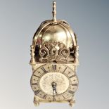 A brass lantern clock