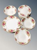 Twenty one pieces of Royal Albert Old Country Roses dinner ware