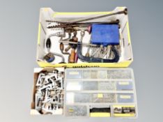 A Stanley multi compartmental organiser containing screws together with a further box of drill