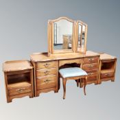 A four piece Pierre Fontaine Collection bedroom suite comprising of kneehole twin pedestal dressing