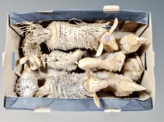 A box of wooden animal figures