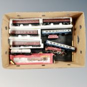A box of Hornby and Lima rolling stock to include Duchess of Sutherland 6233 engine