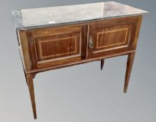 A late Victorian inlaid mahogany marble topped wash stand