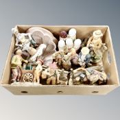 A box of assorted Continental figurines,