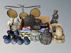 A quantity of assorted concrete and ceramic garden ornaments