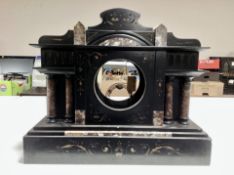 A Victorian black slate mantle clock case
