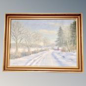 A Wennerberg : Winter landscape with trees, oil on canvas,