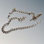 A silver graduated Albert chain with T-bar, length 26 cm, 36.