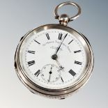 A silver pocket watch - The Climax Trip Action Patent