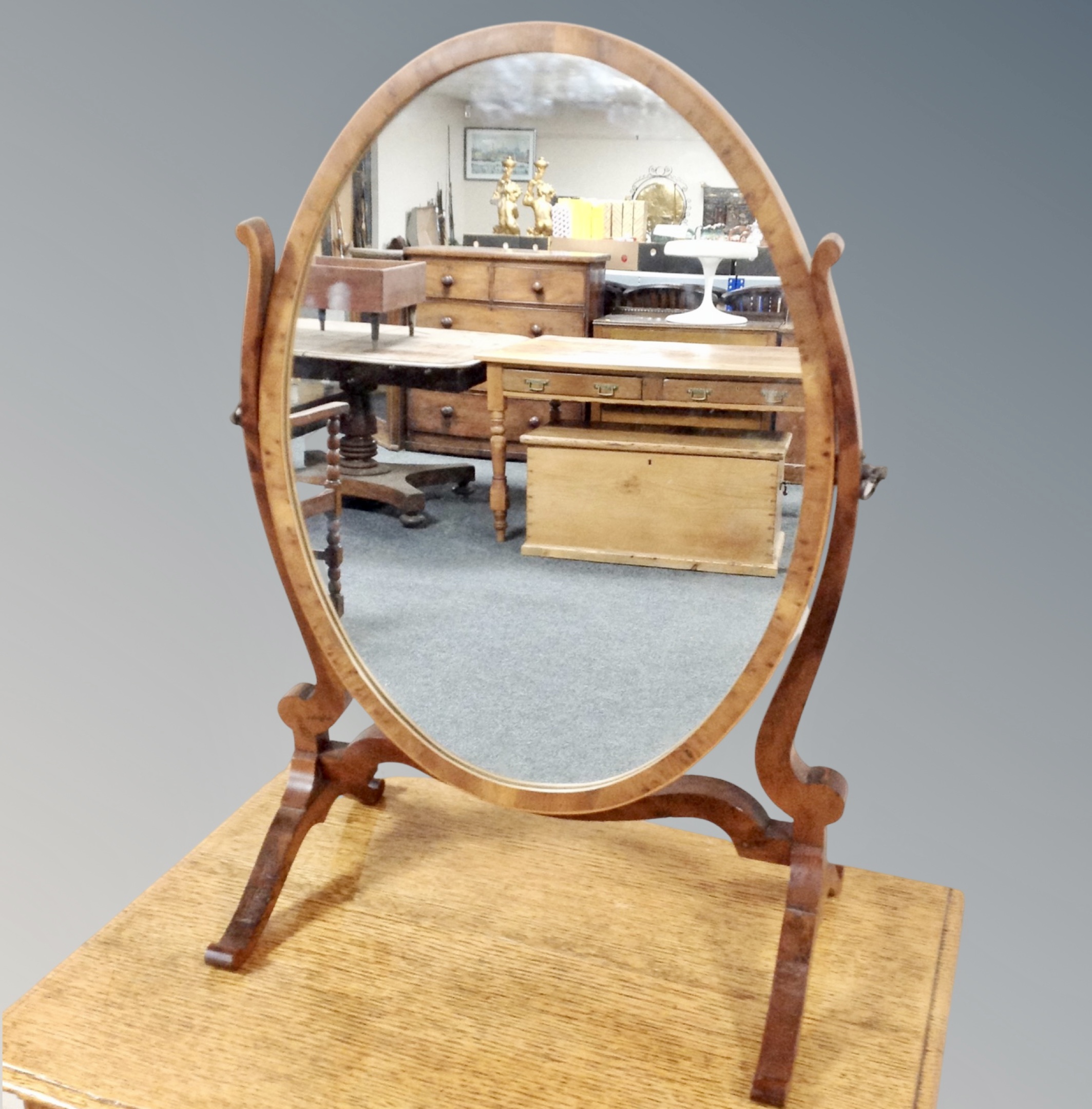 A Victorian style walnut dressing table mirror