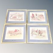 A set of four colour hunting prints in gilt frames