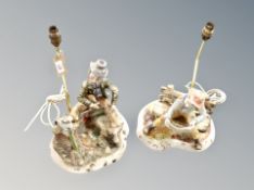 Two Capo di Monte figural lamp bases