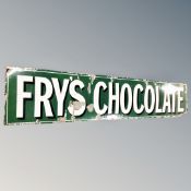 A vintage Fry's chocolate enamelled sign on green ground,