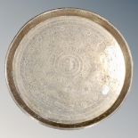 An Eastern brass tray,