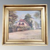 C Martin : A continental villa, oil on canvas, signed,