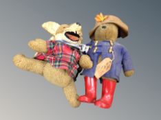 Two vintage soft toys - Basil Brush and Paddington bear