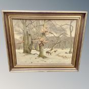 A Danielsen : Deer in a wooded landscape, oil on canvas, signed,