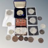 A tin of various coins, commemorative coins, Battle of Britain 50p piece,