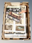A box of 20th century celebrity, greetings and WW I postcards,