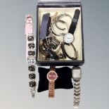 A mirrored jewellery box of lady's wrist watches including cocktail examples by Lorus, JAS,