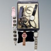 A mirrored jewellery box of lady's wrist watches including cocktail examples by Lorus, JAS,