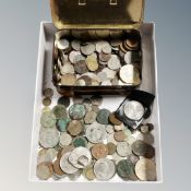 A box of 19th and 20th century British and Foreign coins and crowns