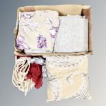 A box of two pairs of lined curtains,