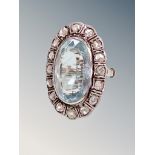 A 19th century aquamarine and diamond cluster ring,