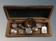 An Indian table box containing a collection of silver,