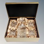 A Capri crystal decanter and glass set, boxed.
