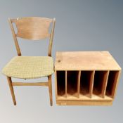 A mid century Danish dining chair together with a further teak record cabinet