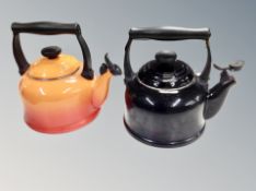 Two Le Creuset kettles,