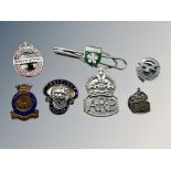 Two ARP badges, one silver, British Legion pin badge, Air Training Corps,