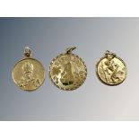 Three vintage pendants