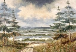 Jorg Bille : Waves on sand dunes, oil on canvas,