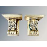 A pair of gilt gesso corbels, height 14.