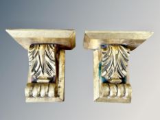 A pair of gilt gesso corbels, height 14.