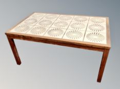 A Danish teak tiled rectangular coffee table,