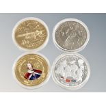 Four mixed commemorative coins