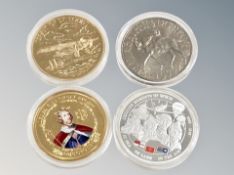 Four mixed commemorative coins
