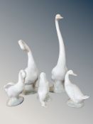 Five Nao geese, tallest 35 cm,