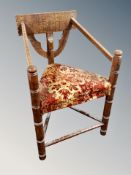 A carved beech turner's chair