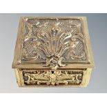 An ornate cast brass trinket box,