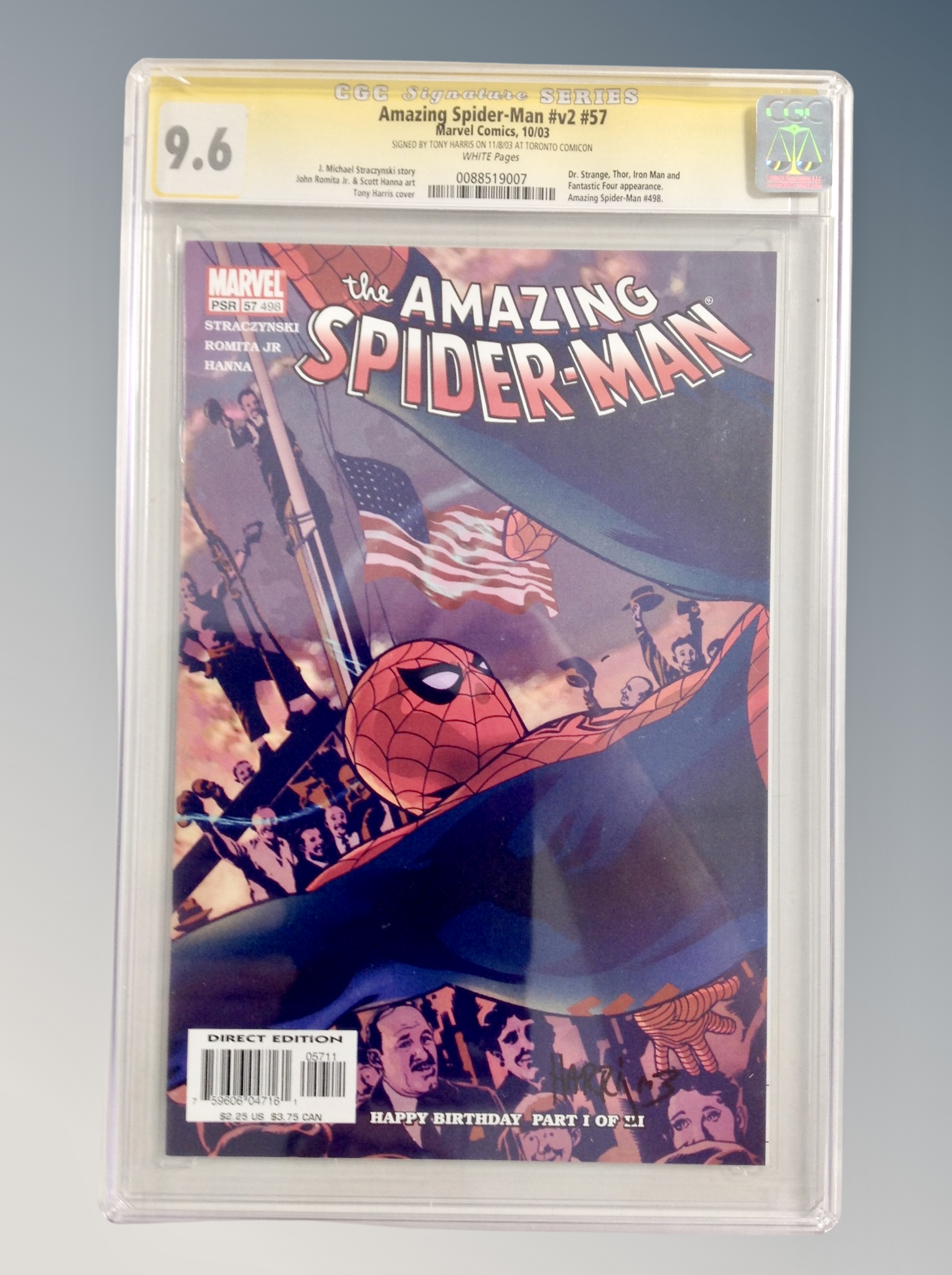 Marvel Comics : Amazing Spider-Man issue 57, signed by Tony Harris, CGC Signature Series, Grade 9.