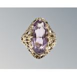 A 9ct gold amethyst ring, size L CONDITION REPORT: 2.