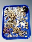 A tray of costume jewellery